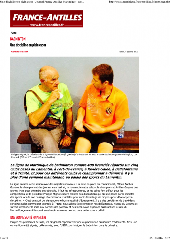 Article france antilles badminton une discipline en plein essor 1