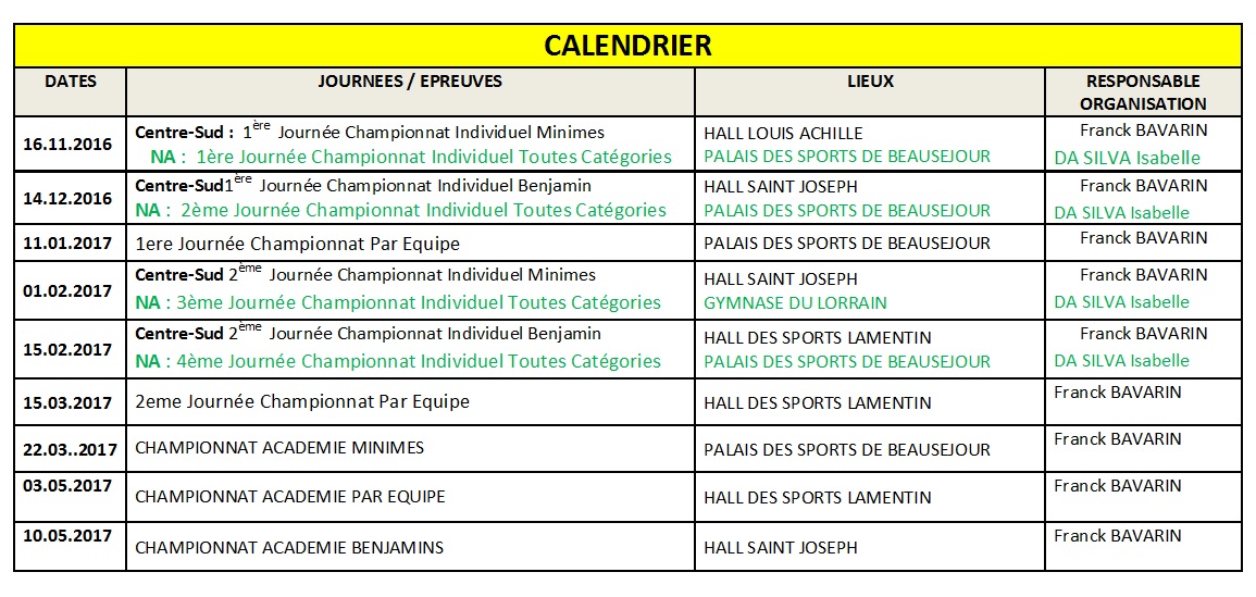 Unns college calendrier